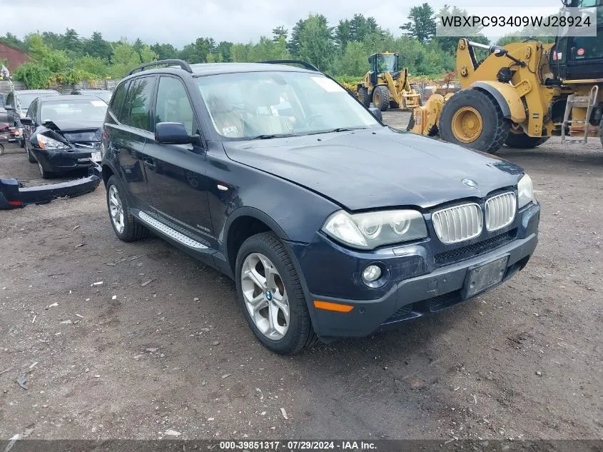 2009 BMW X3 xDrive30I VIN: WBXPC93409WJ28924 Lot: 39851317