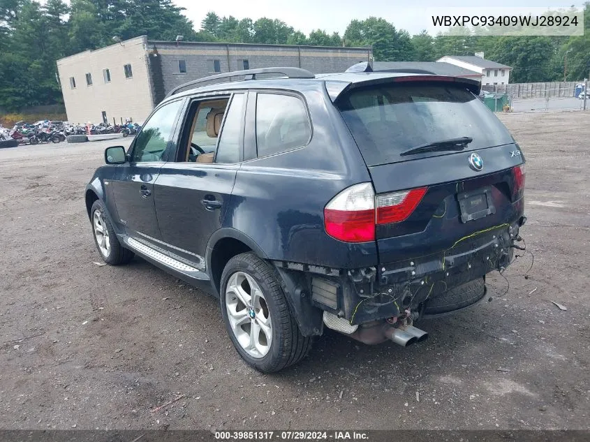 WBXPC93409WJ28924 2009 BMW X3 xDrive30I