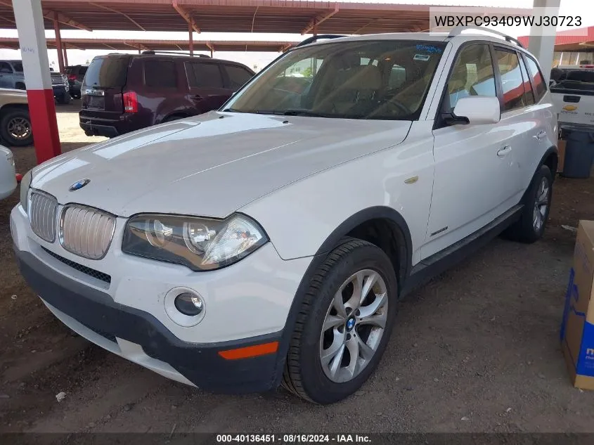 2009 BMW X3 xDrive30I VIN: WBXPC93409WJ30723 Lot: 40136451