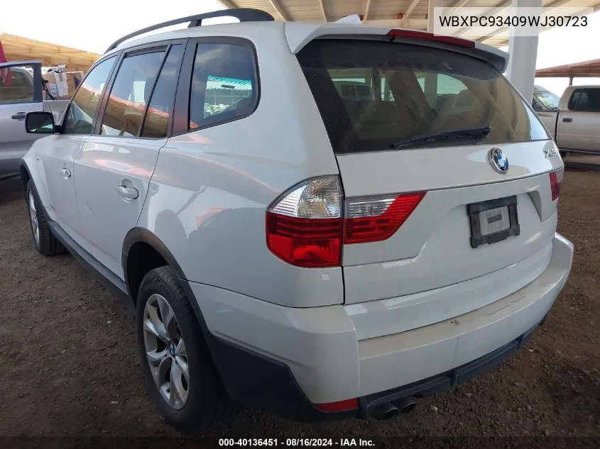 2009 BMW X3 xDrive30I VIN: WBXPC93409WJ30723 Lot: 40136451