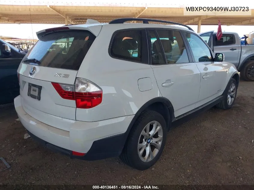 2009 BMW X3 xDrive30I VIN: WBXPC93409WJ30723 Lot: 40136451