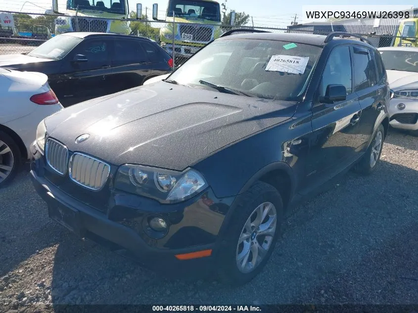 2009 BMW X3 xDrive30I VIN: WBXPC93469WJ26398 Lot: 40265818