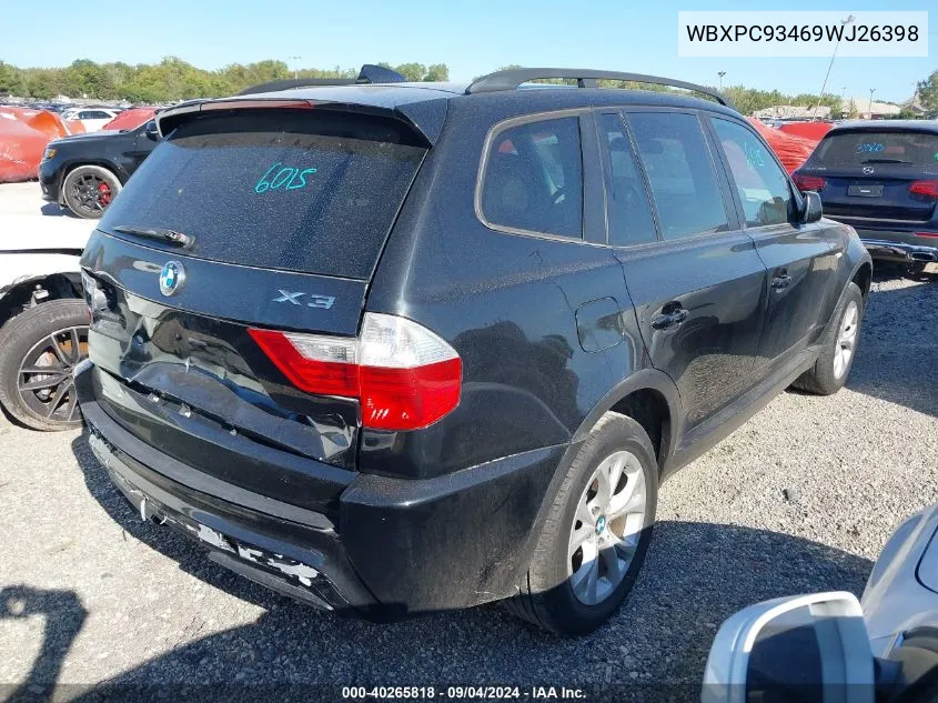 2009 BMW X3 xDrive30I VIN: WBXPC93469WJ26398 Lot: 40265818