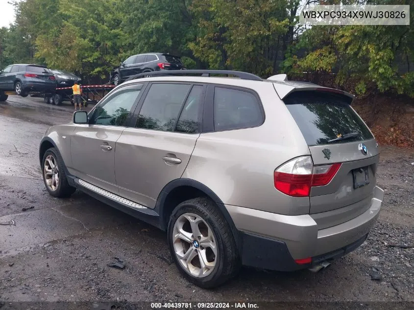 2009 BMW X3 xDrive30I VIN: WBXPC934X9WJ30826 Lot: 40439781