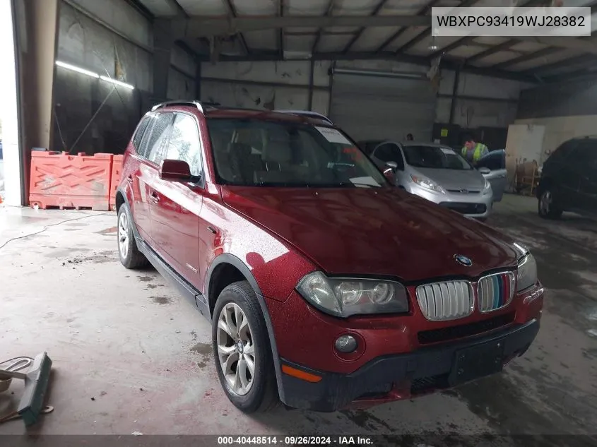 2009 BMW X3 xDrive30I VIN: WBXPC93419WJ28382 Lot: 40448514