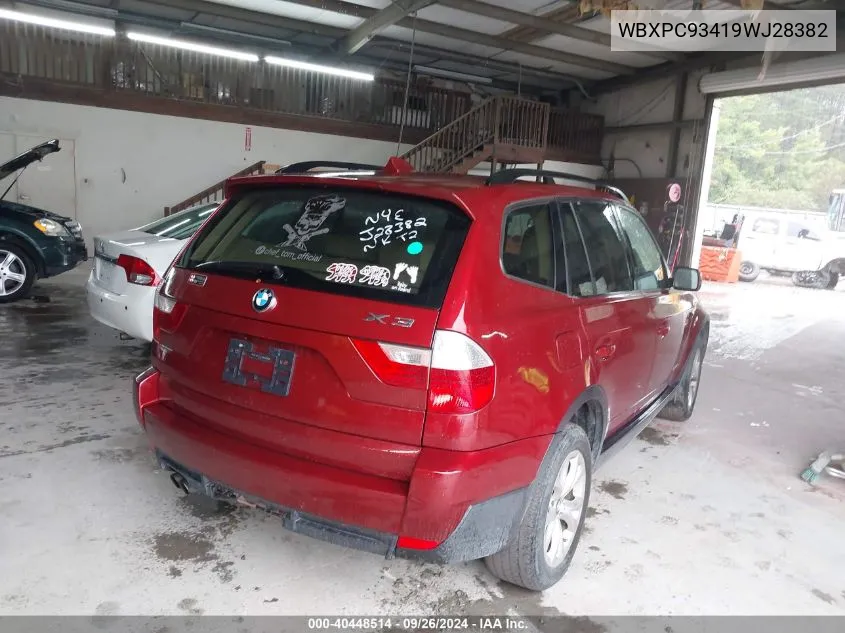 2009 BMW X3 xDrive30I VIN: WBXPC93419WJ28382 Lot: 40448514