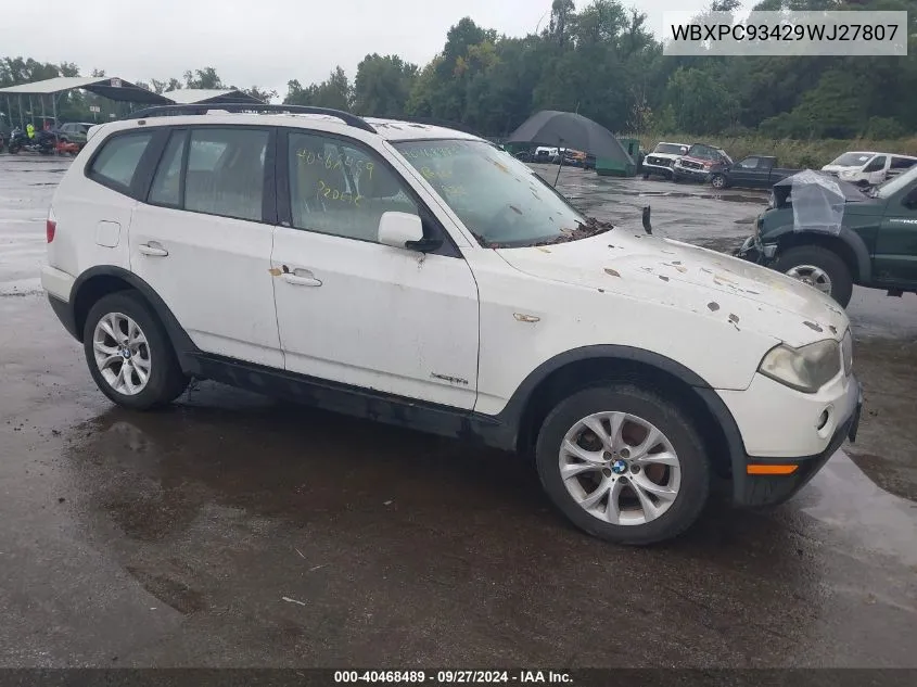 2009 BMW X3 xDrive30I VIN: WBXPC93429WJ27807 Lot: 40468489