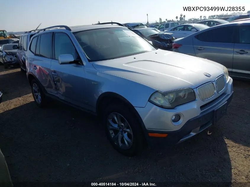 2009 BMW X3 xDrive30I VIN: WBXPC93499WJ28355 Lot: 40514184