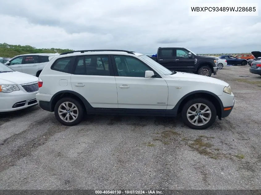 2009 BMW X3 xDrive30I VIN: WBXPC93489WJ28685 Lot: 40540130