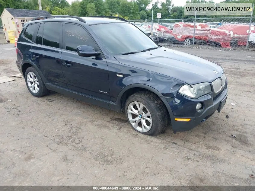 2010 BMW X3 xDrive30I VIN: WBXPC9C40AWJ39782 Lot: 40044649