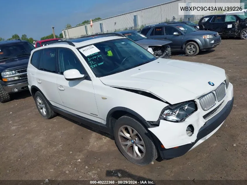 2010 BMW X3 xDrive30I VIN: WBXPC9C43AWJ39226 Lot: 40222368