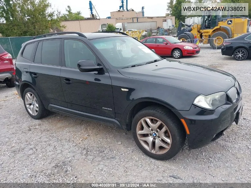 2010 BMW X3 xDrive30I VIN: WBXPC9C42AWJ38021 Lot: 40309191