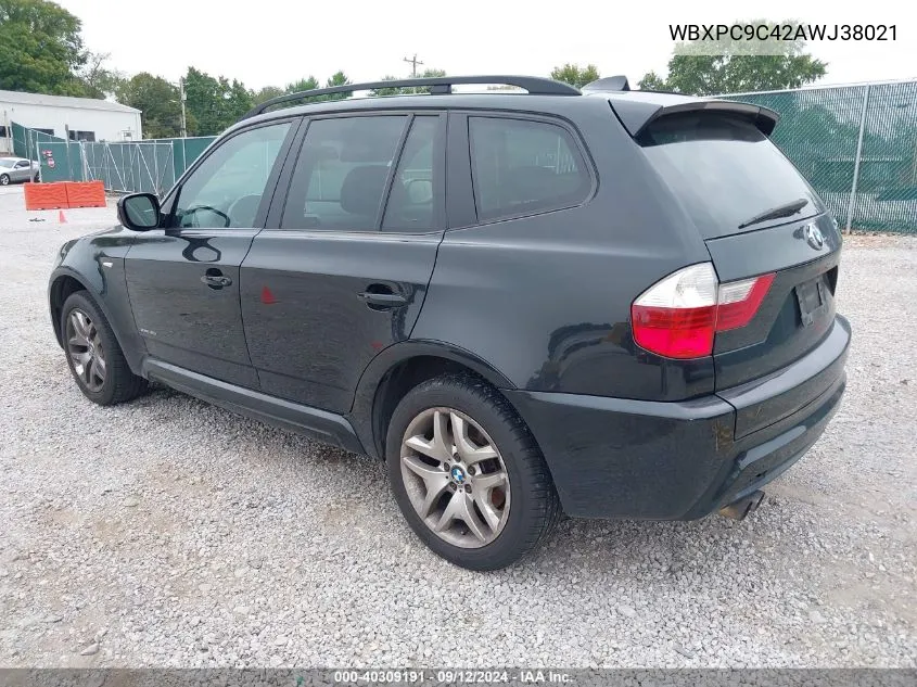 2010 BMW X3 xDrive30I VIN: WBXPC9C42AWJ38021 Lot: 40309191