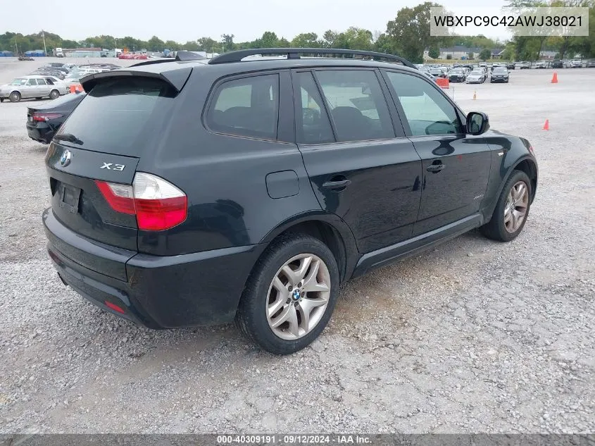 2010 BMW X3 xDrive30I VIN: WBXPC9C42AWJ38021 Lot: 40309191