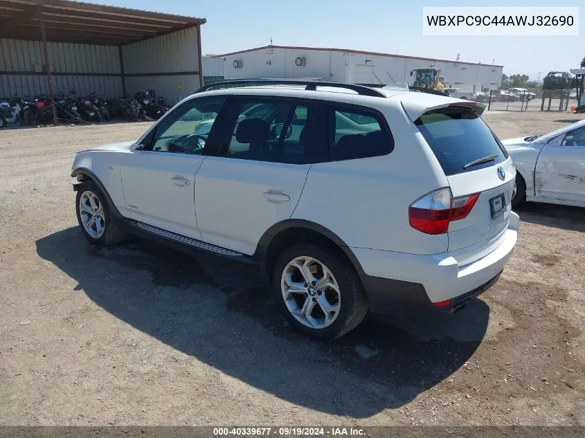 2010 BMW X3 xDrive30I VIN: WBXPC9C44AWJ32690 Lot: 40339677