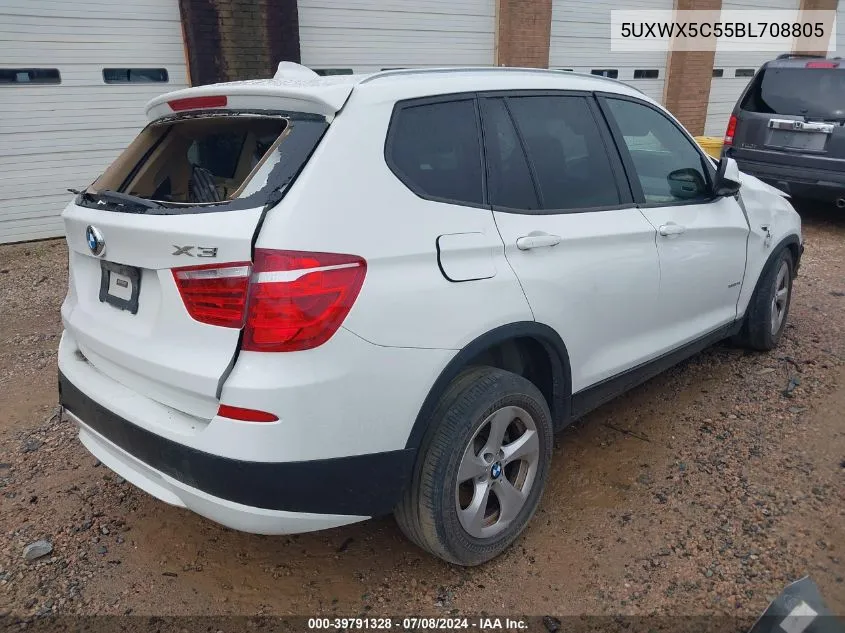 2011 BMW X3 xDrive28I VIN: 5UXWX5C55BL708805 Lot: 39791328