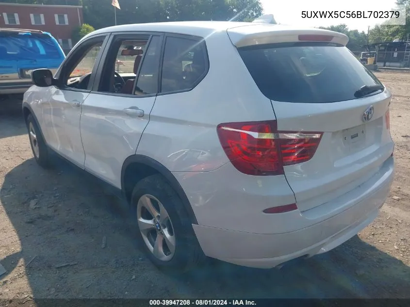 2011 BMW X3 xDrive28I VIN: 5UXWX5C56BL702379 Lot: 39947208