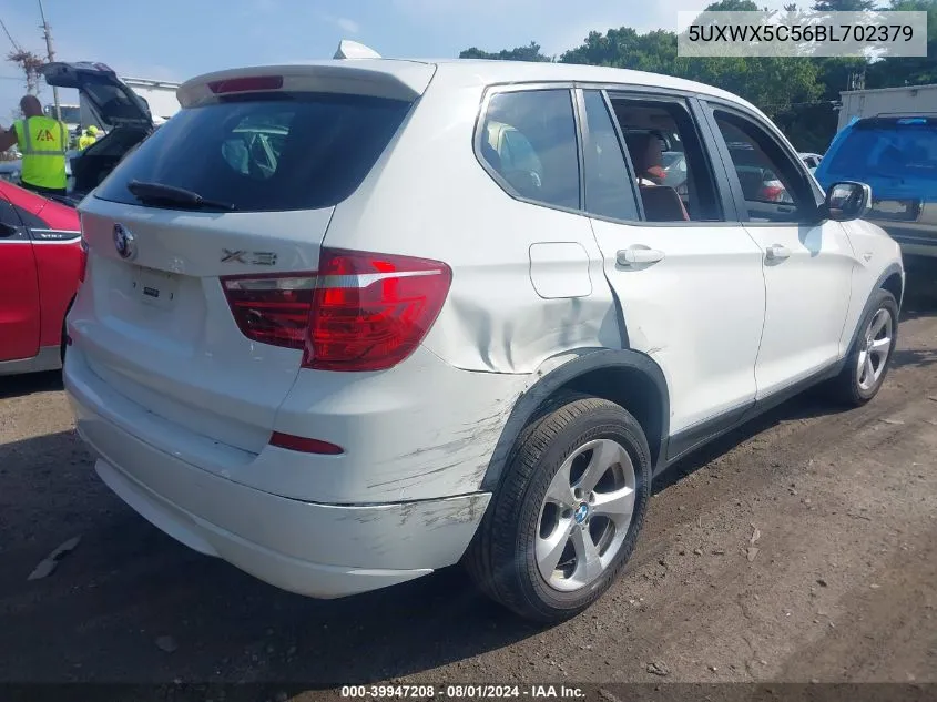 2011 BMW X3 xDrive28I VIN: 5UXWX5C56BL702379 Lot: 39947208