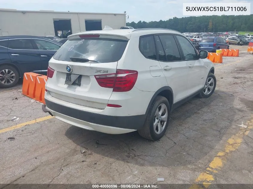 2011 BMW X3 xDrive28I VIN: 5UXWX5C51BL711006 Lot: 40050596