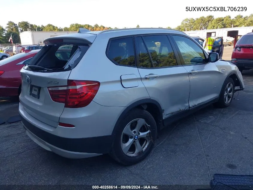 2011 BMW X3 xDrive28I VIN: 5UXWX5C5XBL706239 Lot: 40258614