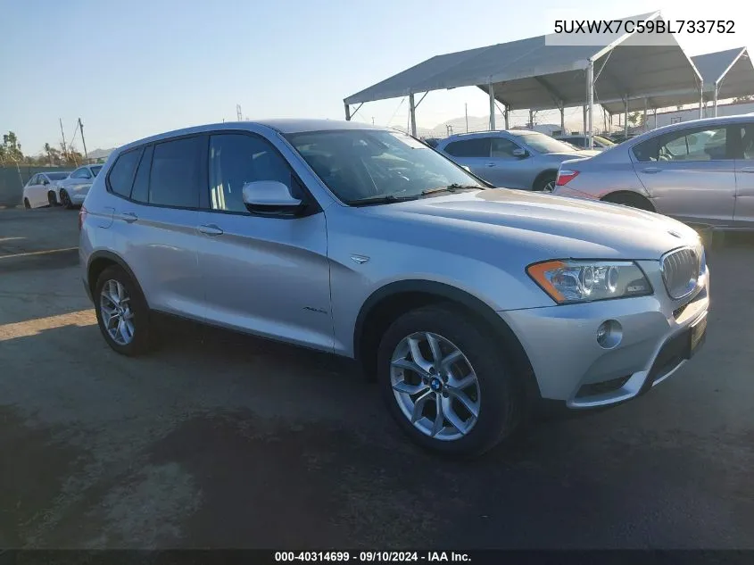 2011 BMW X3 xDrive35I VIN: 5UXWX7C59BL733752 Lot: 40314699