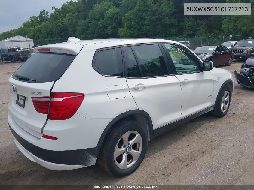 2012 BMW X3 xDrive28I VIN: 5UXWX5C51CL717213 Lot: 39963893