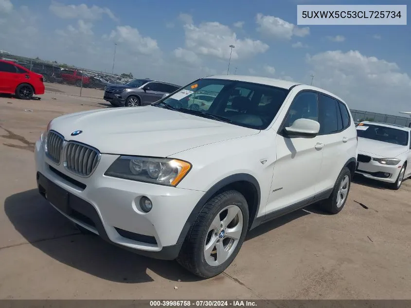 2012 BMW X3 xDrive28I VIN: 5UXWX5C53CL725734 Lot: 39986758