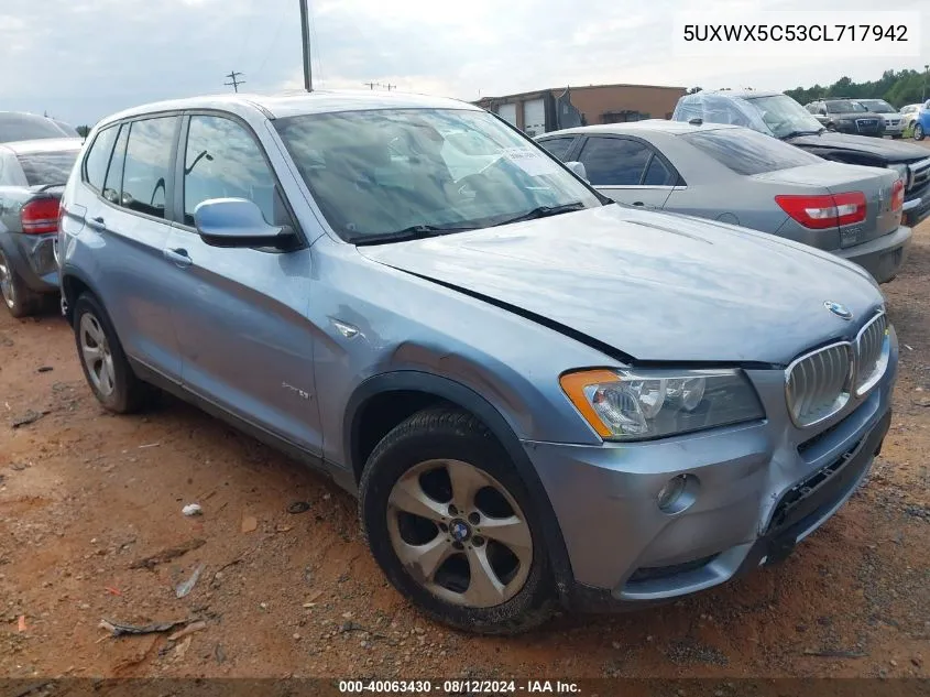 2012 BMW X3 xDrive28I VIN: 5UXWX5C53CL717942 Lot: 40063430