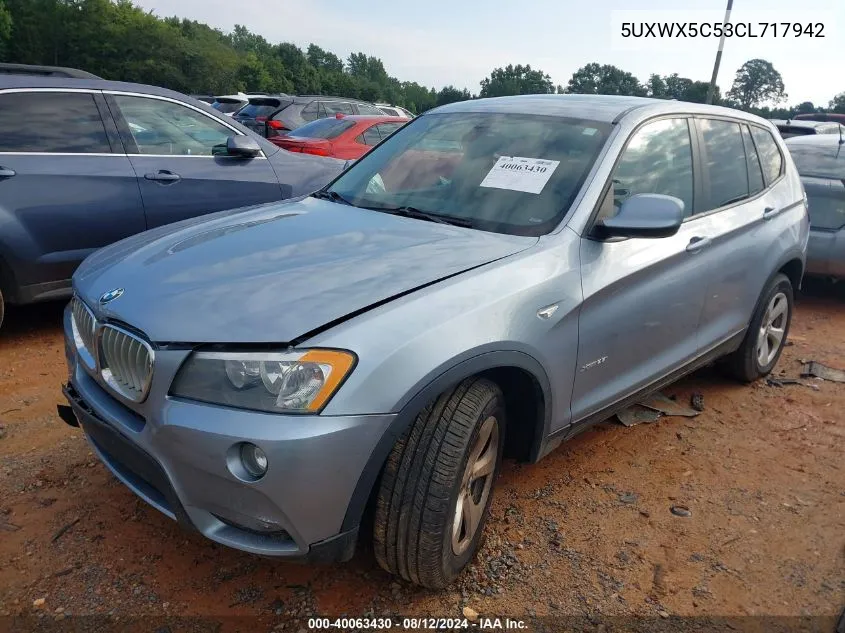 2012 BMW X3 xDrive28I VIN: 5UXWX5C53CL717942 Lot: 40063430