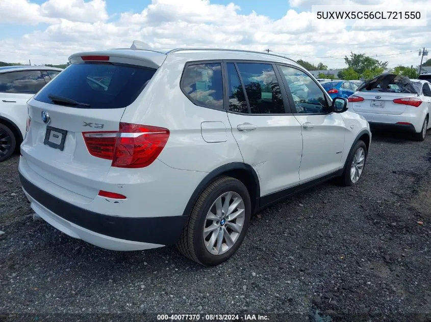 2012 BMW X3 xDrive28I VIN: 5UXWX5C56CL721550 Lot: 40077370