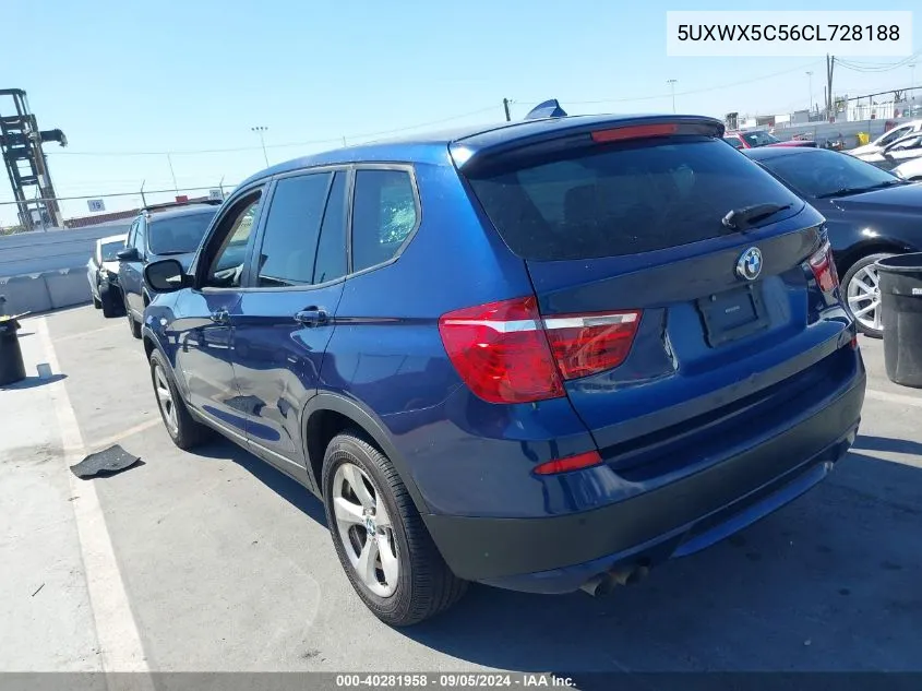 2012 BMW X3 xDrive28I VIN: 5UXWX5C56CL728188 Lot: 40281958