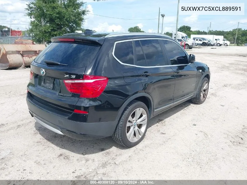 2012 BMW X3 xDrive35I VIN: 5UXWX7C5XCL889591 Lot: 40308120