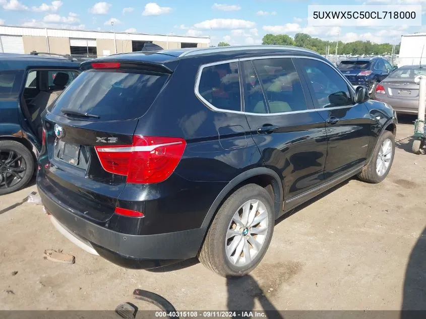 2012 BMW X3 xDrive28I VIN: 5UXWX5C50CL718000 Lot: 40315108