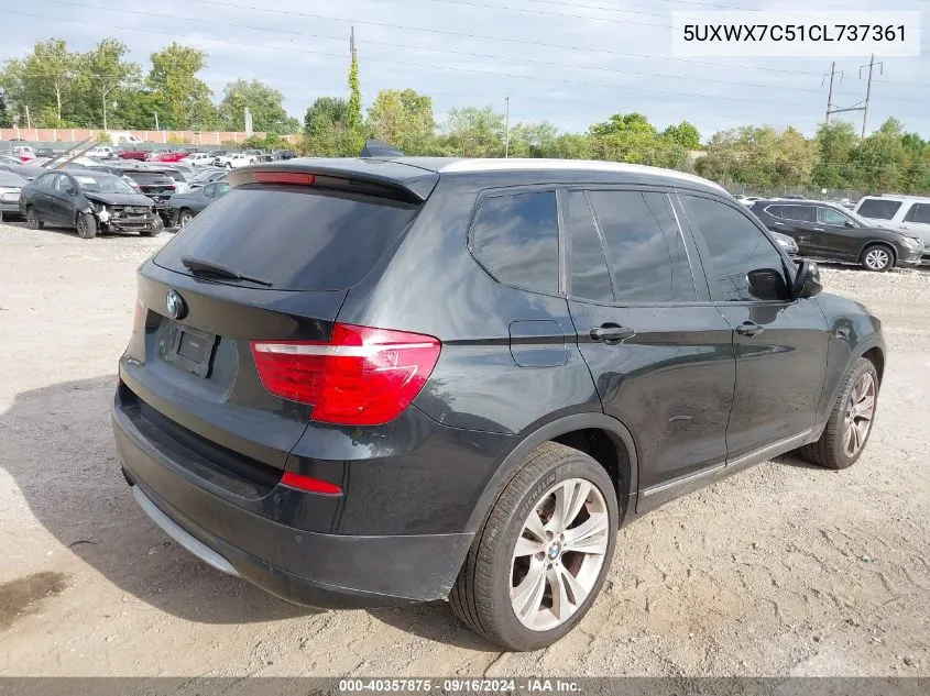 2012 BMW X3 xDrive35I VIN: 5UXWX7C51CL737361 Lot: 40357875