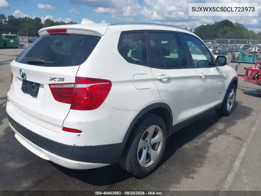 2012 BMW X3 xDrive28I VIN: 5UXWX5C50CL723973 Lot: 40403983