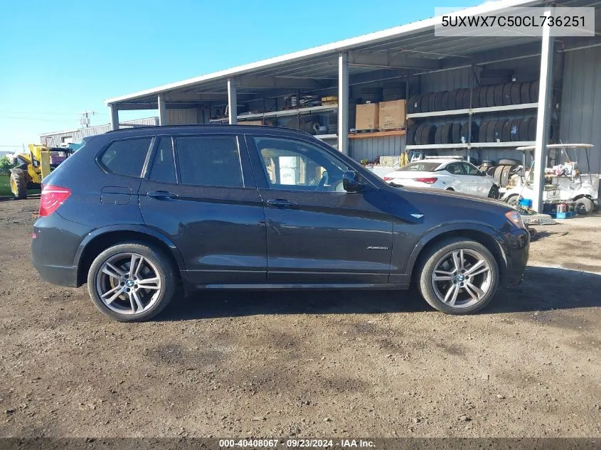 2012 BMW X3 xDrive35I VIN: 5UXWX7C50CL736251 Lot: 40408067