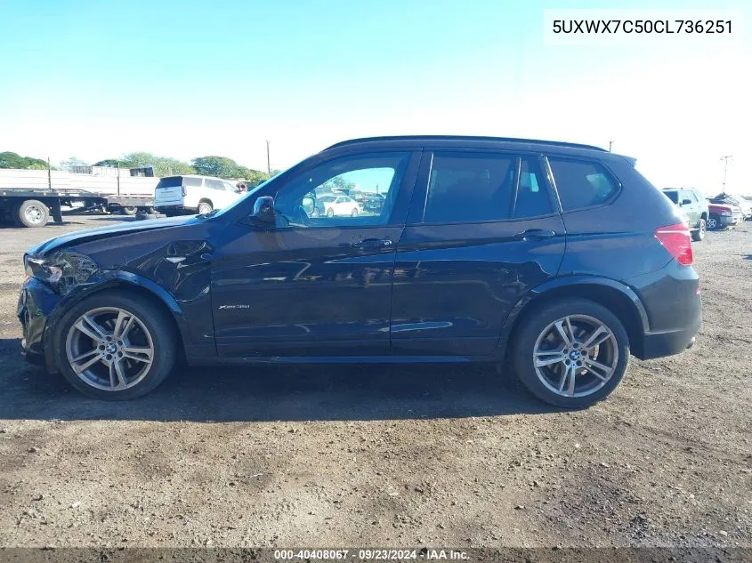 2012 BMW X3 xDrive35I VIN: 5UXWX7C50CL736251 Lot: 40408067