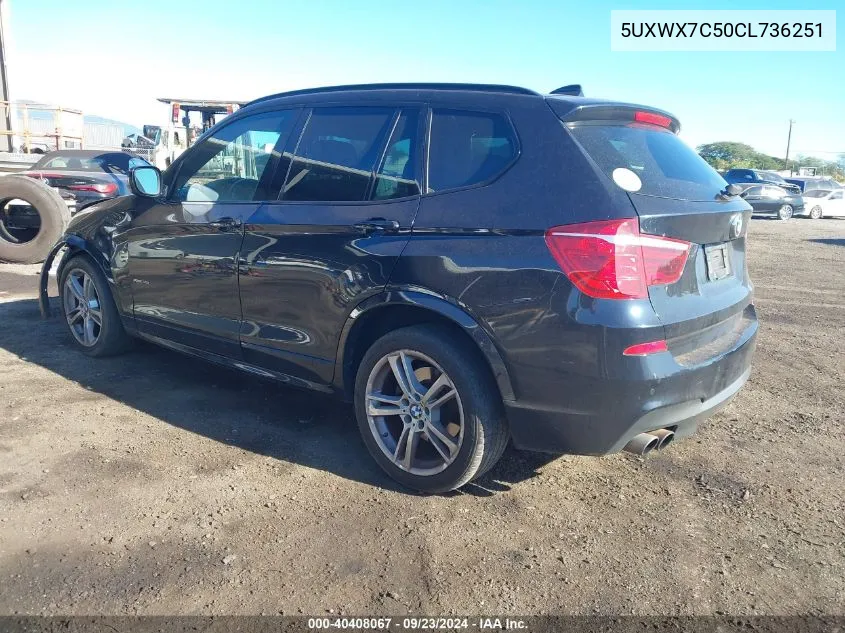 2012 BMW X3 xDrive35I VIN: 5UXWX7C50CL736251 Lot: 40408067