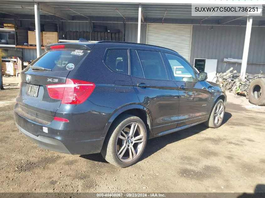 2012 BMW X3 xDrive35I VIN: 5UXWX7C50CL736251 Lot: 40408067