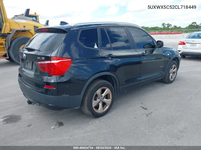 2012 BMW X3 xDrive28I VIN: 5UXWX5C52CL718449 Lot: 40429734