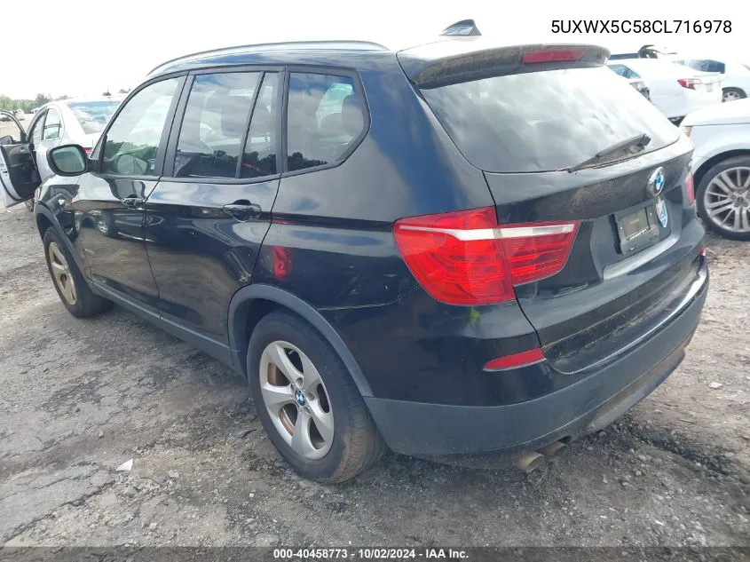 2012 BMW X3 xDrive28I VIN: 5UXWX5C58CL716978 Lot: 40458773