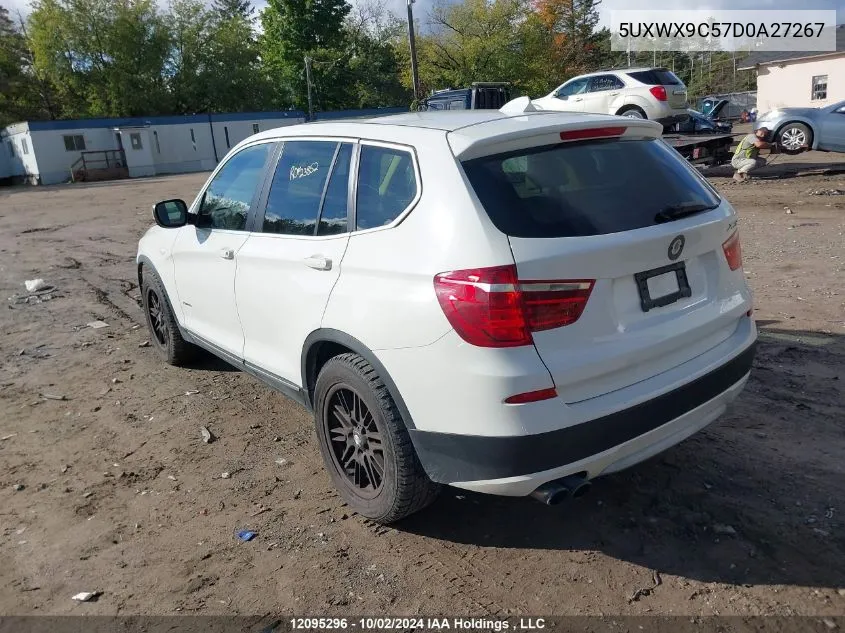 2013 BMW X3 VIN: 5UXWX9C57D0A27267 Lot: 12095296