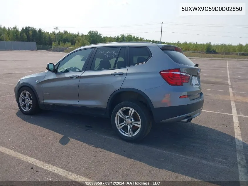 2013 BMW X3 VIN: 5UXWX9C59D0D02850 Lot: 12099950