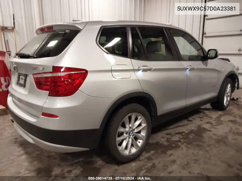 2013 BMW X3 xDrive28I VIN: 5UXWX9C57D0A23381 Lot: 39814739