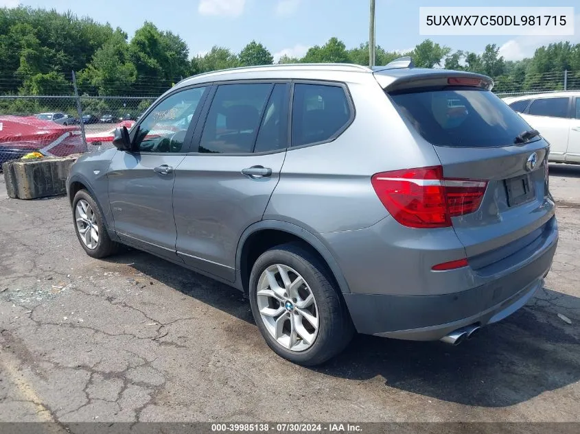 2013 BMW X3 xDrive35I VIN: 5UXWX7C50DL981715 Lot: 39985138