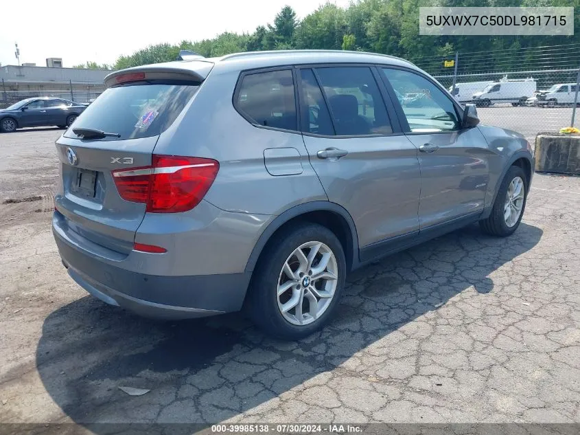 2013 BMW X3 xDrive35I VIN: 5UXWX7C50DL981715 Lot: 39985138