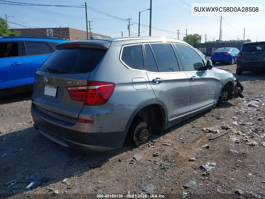 2013 BMW X3 xDrive28I VIN: 5UXWX9C58D0A28508 Lot: 40150130