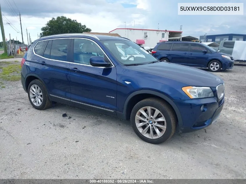 2013 BMW X3 xDrive28I VIN: 5UXWX9C58D0D03181 Lot: 40188352