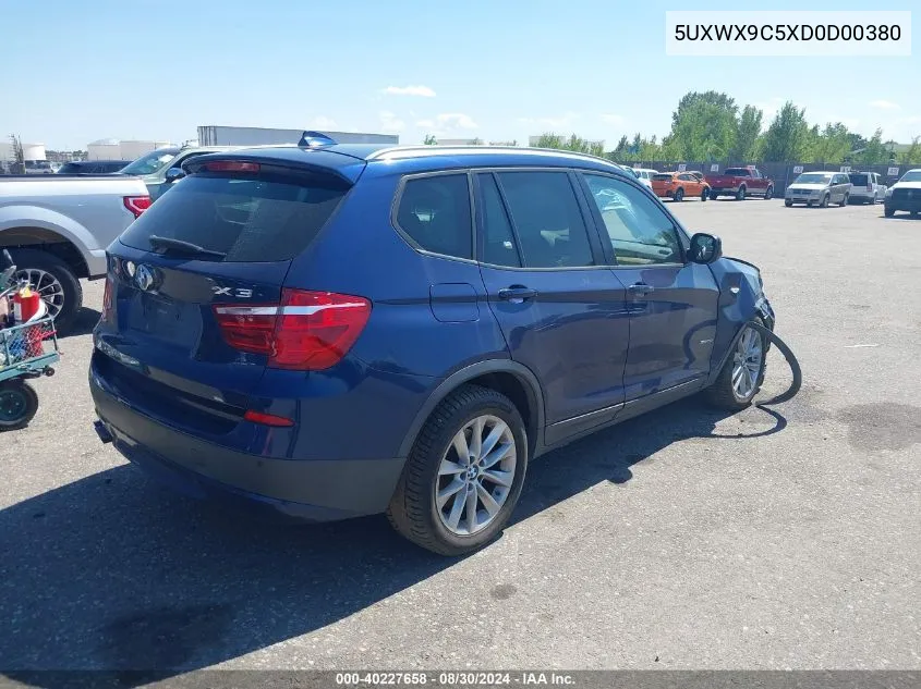 2013 BMW X3 xDrive28I VIN: 5UXWX9C5XD0D00380 Lot: 40227658