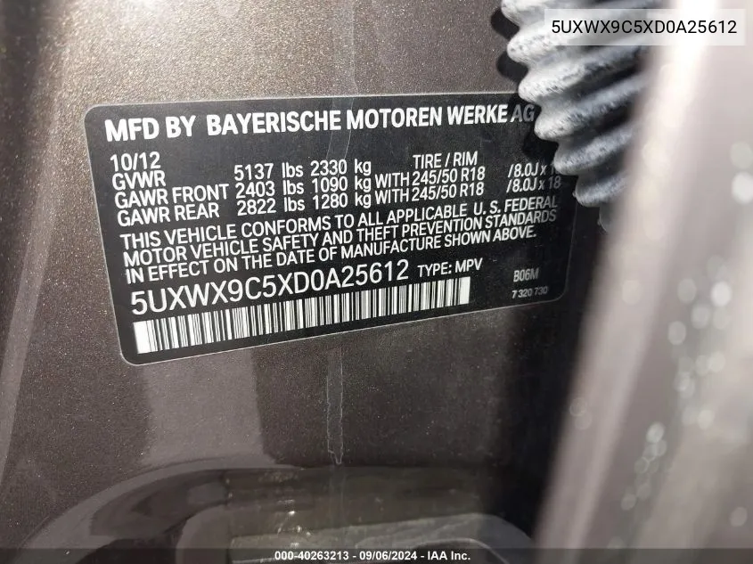 5UXWX9C5XD0A25612 2013 BMW X3 xDrive28I